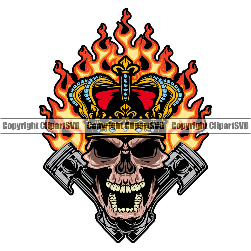 Motorcycle Bike Biker Cycle Chopper Motorbike King Skull Head Color Design Element White Background Ride Rider Racer Rider Transportation Vehicle Art Design Logo Clipart SVG