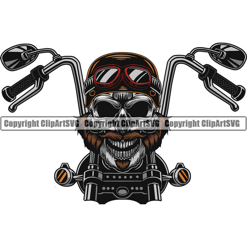 Motorcycle Bike Biker Cycle Chopper Motorbike Skull Skeleton Head Design Element Black Color White Design Element Ride Rider Racer Rider Transportation Vehicle Art Design Logo Clipart SVG