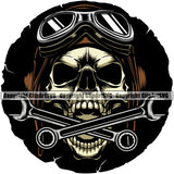 Motorcycle Bike Biker Cycle Chopper Motorbike Mechanic Wrench Skull Head Yellow Color Design Element Ride Rider Racer Rider Transportation Vehicle Art Design Logo Clipart SVG