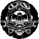 Motorcycle Bike Biker Cycle Chopper Motorbike Ride Rider Mechanic Wrench Black And White Color Design Element Racer Rider Transportation Vehicle Art Design Logo Clipart SVG