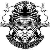 Motorcycle Bike Biker Cycle Chopper Motorbike Motocross Team Dead Riders Skull Head Quote Text Design Element Ride Rider Racer Rider Transportation Vehicle Art Design Logo Clipart SVG