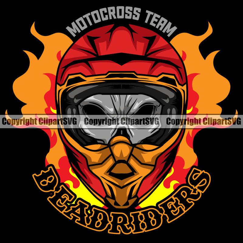 Motorcycle Bike Biker Cycle Chopper Motorbike Motocross Team Dead Riders Color Quote Text Skull Head Design Element Ride Rider Racer Rider Transportation Vehicle Art Design Logo Clipart SVG