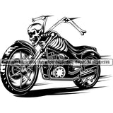 Motorcycle Bike Biker Cycle Chopper Motorbike Ride Rider Skull Skeleton Bike Body Design Element Racer Rider Transportation Vehicle Art Design Logo Clipart SVG