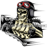 Motorcycle Bike Biker Cycle Chopper Motorbike Speed Reaching Skull Skeleton Yellow Color Design Element Red Color Sunglasses Ride Rider Racer Rider Transportation Vehicle Art Design Logo Clipart SVG