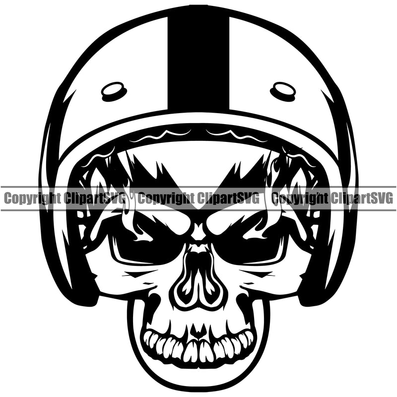 Motorcycle Bike Biker Cycle Chopper Motorbike Ride Skull Skeleton Head Wearing Helmet Design Element Rider Racer Rider Transportation Vehicle Art Design Logo Clipart SVG