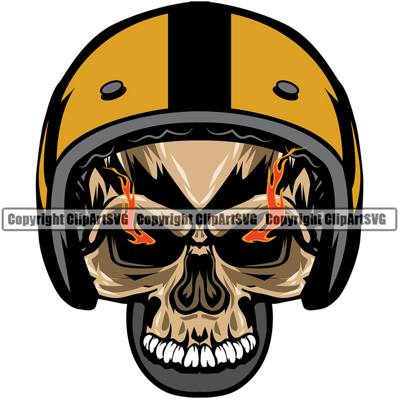 Motorcycle Bike Biker Cycle Chopper Motorbike Ride Rider Racer Skull Skeleton Color Design Element Helmet Fire Eyes Rider Transportation Vehicle Art Design Logo Clipart SVG