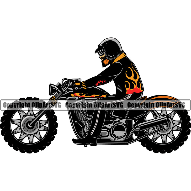 Motorcycle Bike Biker Cycle Chopper Motorbike Ride Rider Racer Rider Skull Color Body Design Element Transportation Vehicle Art Design Logo Clipart SVG