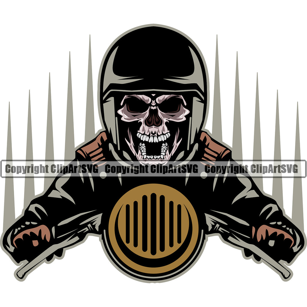 Motorcycle Bike Biker Cycle Chopper Motorbike Skull Angry Face Design Element Ride Rider Racer Rider Transportation Vehicle Art Design Logo Clipart SVG
