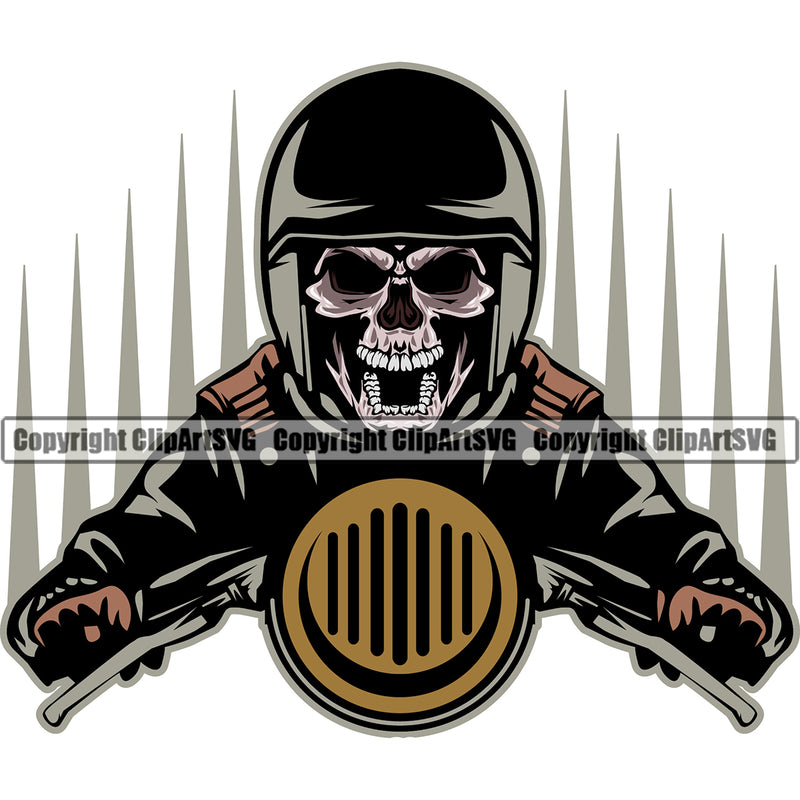 Motorcycle Bike Biker Cycle Chopper Motorbike Skull Angry Face Design Element Ride Rider Racer Rider Transportation Vehicle Art Design Logo Clipart SVG