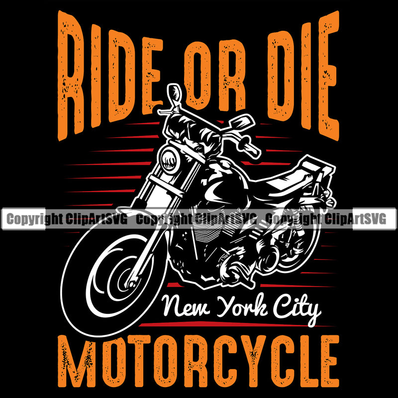 Motorcycle Bike Biker Cycle Chopper Motorbike Ride Rider Racer Rider Skull Ride To Die Yellow Color Quote Text Black Background Design Element Transportation Vehicle Art Design Logo Clipart SVG