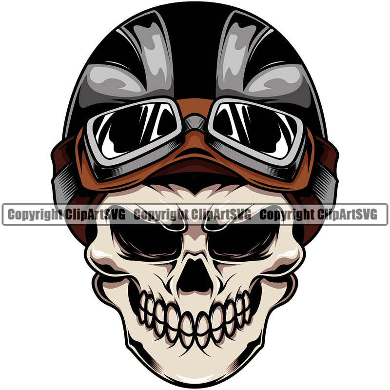 Motorcycle Bike Biker Cycle Chopper Motorbike Ride Rider Racer Skull Wearing Black Color Helmet Design Element Rider Transportation Vehicle Art Design Logo Clipart SVG