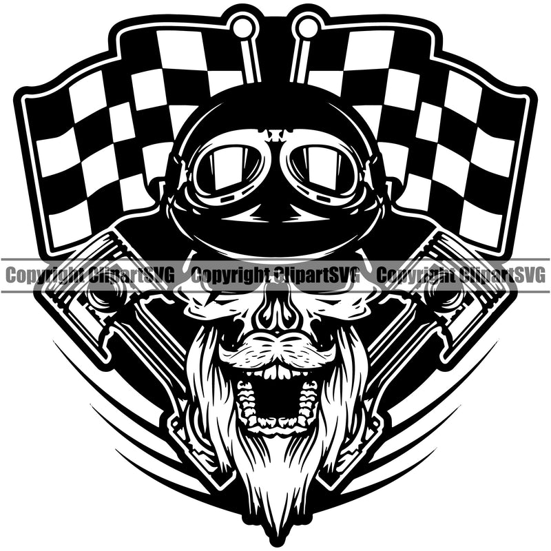 Motorcycle Bike Biker Cycle Chopper Motorbike Ride Rider Racer Rider Motorcycle Skull Flag Design Element Transportation Vehicle Art Design Logo Clipart SVG