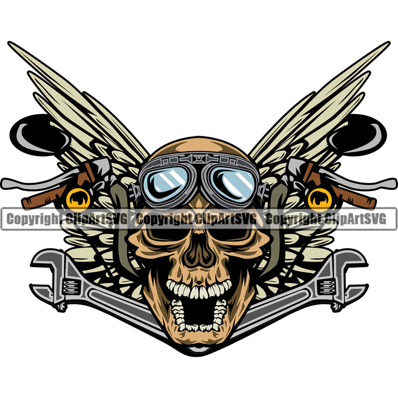 Motorcycle Bike Biker Cycle Chopper Motorbike Head Skull Skeleton Yellow Color White Background Design Element Ride Rider Racer Rider Transportation Vehicle Art Design Logo Clipart SVG
