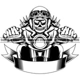 Motorcycle Bike Biker Cycle Chopper Motorbike Ride Rider Racer Skull Rider Speed Mascot Design Element Transportation Vehicle Art Design Logo Clipart SVG