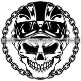 Motorcycle Bike Biker Cycle Chopper Motorbike Ride Rider Racer Rider Skull Skeleton With Metal Chain Vector Design Element Transportation Vehicle Art Design Logo Clipart SVG