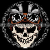 Motorcycle Bike Biker Cycle Chopper Motorbike Ride Rider Racer Rider Skull Skeleton Head With Metal Chain Color Design Element Black Background Transportation Vehicle Art Design Logo Clipart SVG