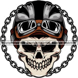 Motorcycle Bike Biker Cycle Chopper Motorbike Ride Rider Racer Rider Skull Skeleton With Metal Chain White Background Design Element Transportation Vehicle Art Design Logo Clipart SVG