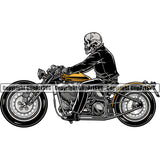 Motorcycle Bike Biker Cycle Chopper Motorbike Skull Yellow Color Bike White Background Design Element Ride Rider Racer Rider Transportation Vehicle Art Design Logo Clipart SVG