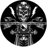 Motorcycle Bike Biker Cycle Chopper Motorbike Skull Black Circle Design Element Ride Rider Racer Rider Transportation Vehicle Art Design Logo Clipart SVG