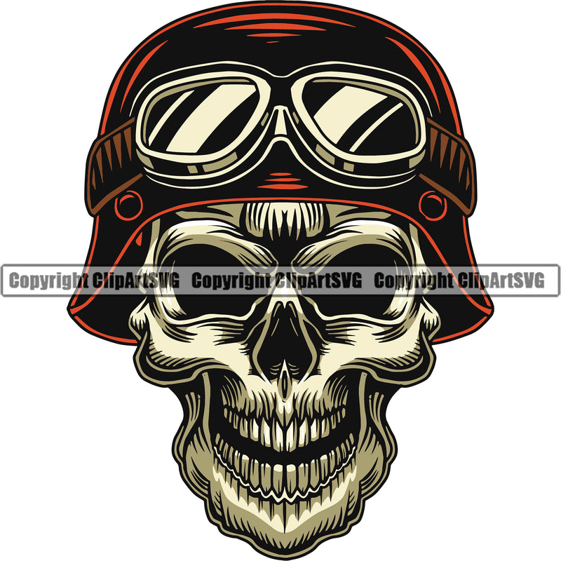 Motorcycle Bike Biker Cycle Chopper Motorbike Ride Rider Skull Skeleton Helmet Color Design Element Racer Rider Transportation Vehicle Art Design Logo Clipart SVG