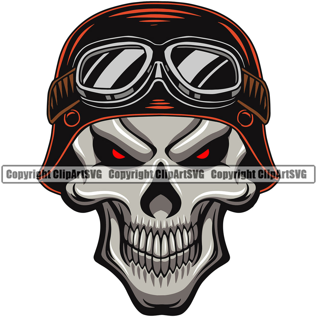 Motorcycle Bike Biker Cycle Chopper Motorbike Ride Rider Racer Skull Skeleton Red Eyes And Helmet Design Element Rider Transportation Vehicle Art Design Logo Clipart SVG