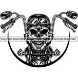 Motorcycle Bike Biker Cycle Chopper Motorbike Ride Rider Racer Rider Skull Skeleton Smile Face Motorbike Handle Transportation Vehicle Art Design Logo Clipart SVG