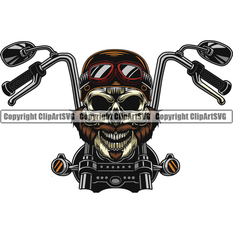 Motorcycle Bike Biker Cycle Chopper Motorbike Ride Rider Racer Rider Skull Skeleton Motorbike Handle Color Design Element Transportation Vehicle Art Design Logo Clipart SVG