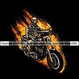 Motorcycle Bike Biker Cycle Chopper Motorbike Skull Body Ghost Rider Fire Design Element Black Background Ride Rider Racer Rider Transportation Vehicle Art Design Logo Clipart SVG