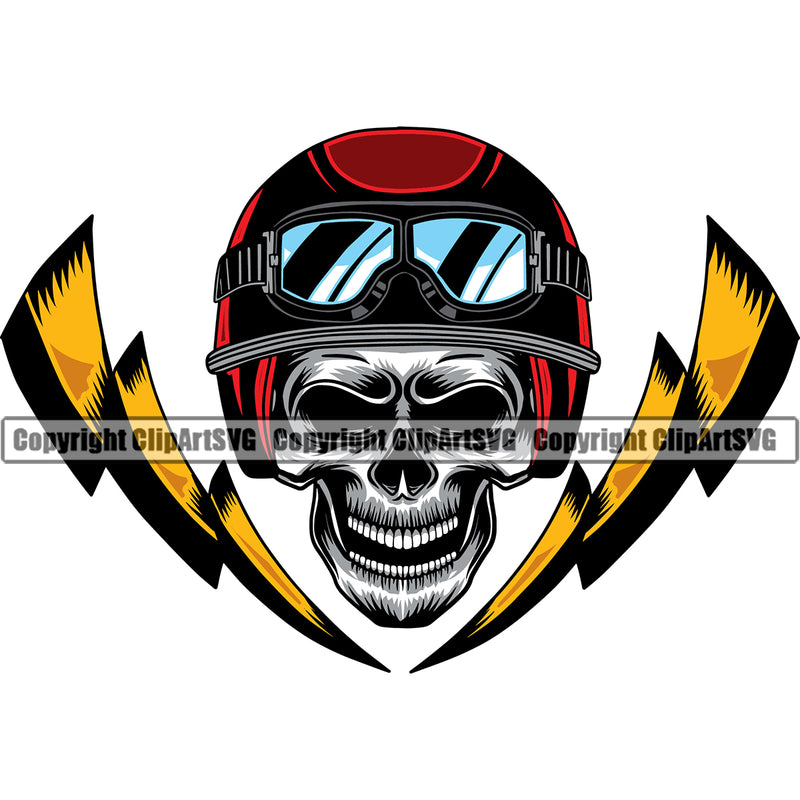 Motorcycle Bike Biker Cycle Chopper Motorbike Skull Smile Face Red Color Helmet Sunglasses Design Element Ride Rider Racer Rider Transportation Vehicle Art Design Logo Clipart SVG