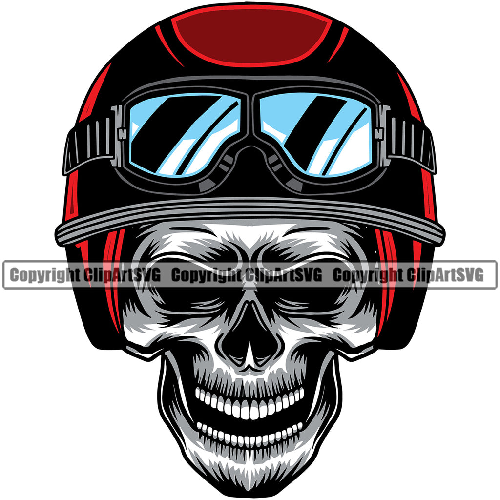 Motorcycle Bike Biker Cycle Chopper Motorbike Ride Rider Racer Rider Skull Skeleton Red Helmet Design Element Transportation Vehicle Art Design Logo Clipart SVG