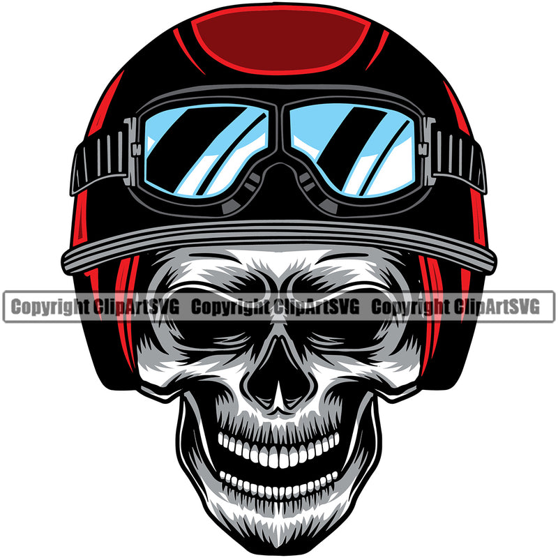 Motorcycle Bike Biker Cycle Chopper Motorbike Ride Rider Racer Rider Skull Skeleton Red Helmet Design Element Transportation Vehicle Art Design Logo Clipart SVG