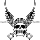 Motorcycle Bike Biker Cycle Chopper Motorbike Ride Rider Racer Skull Eagle Wings White Design Element Rider Transportation Vehicle Art Design Logo Clipart SVG