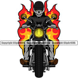 Motorcycle Bike Biker Cycle Chopper Motorbike Skull Body Backside Fire Design Element White Background Ride Rider Racer Rider Transportation Vehicle Art Design Logo Clipart SVG