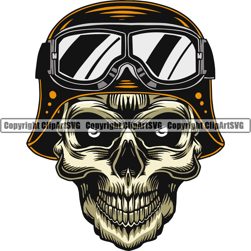 Motorcycle Bike Biker Cycle Chopper Motorbike Ride Skull Yellow Color Design Element Colorful Helmet Design Element Racer Transportation Vehicle Art Design Logo Clipart SVG