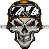 Motorcycle Bike Biker Cycle Chopper Motorbike Ride Rider Racer Skull Skeleton Red Eyes And Sunglasses Helmet Design Element Rider Transportation Vehicle Art Design Logo Clipart SVG