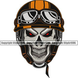 Motorcycle Bike Biker Cycle Chopper Motorbike Ride Rider Racer Rider Transportation Skull Red Eyes Skeleton Silver Color Helmet Design Element Vehicle Art Design Logo Clipart SVG