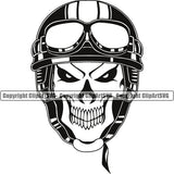 Motorcycle Bike Biker Cycle Chopper Motorbike Skull Black Color Helmet Vector Design Element Ride Rider Racer Rider Transportation Vehicle Art Design Logo Clipart SVG
