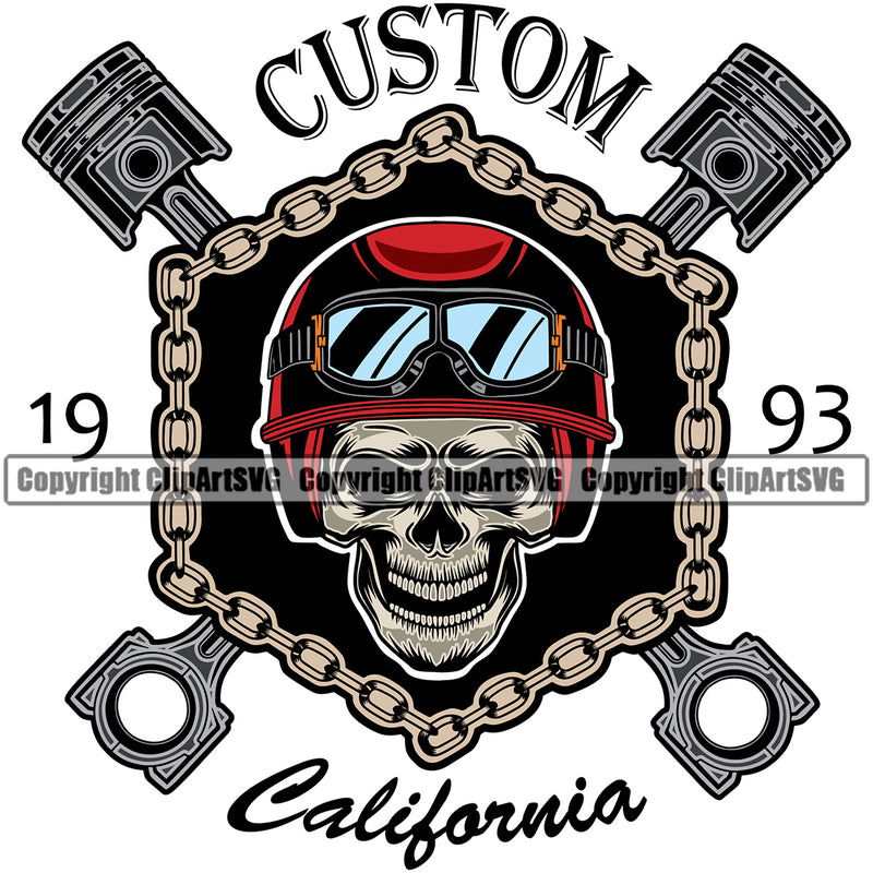 Motorcycle Bike Biker Cycle Chopper Motorbike Ride Rider Racer Custom Color Skull Head Design Element Rider Transportation Vehicle Art Design Logo Clipart SVG