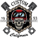 Motorcycle Bike Biker Cycle Chopper Motorbike Ride Rider Racer Custom Color Skull Head Design Element Rider Transportation Vehicle Art Design Logo Clipart SVG