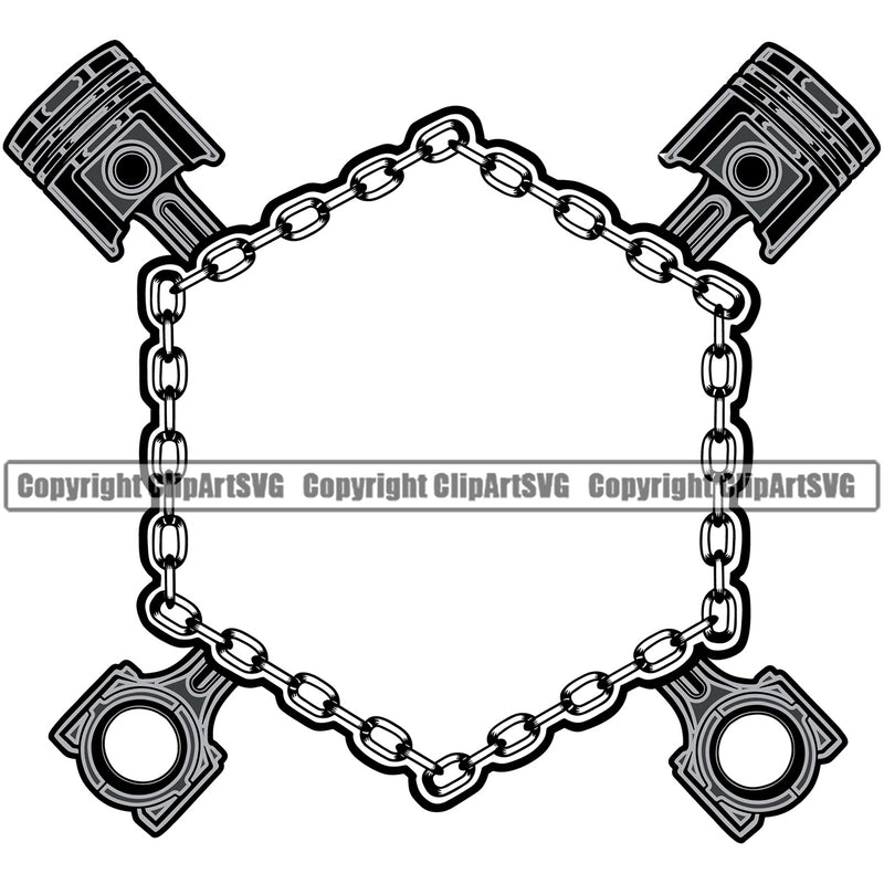 Motorcycle Bike Biker Cycle Chopper Motorbike Ride Rider Racer Rider Chain Silver Color Piston Design Element Transportation Vehicle Art Design Logo Clipart SVG