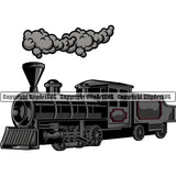 Train Transportation Black Color Design Element Steam Steam Engine Travel Railway Travel Locomotive Railroad transport Old Clipart SVG