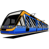 Train Transportation Blue Color Design Element Old Rail Steam Engine Travel Railway Travel Locomotive Railroad Transport Clipart SVG