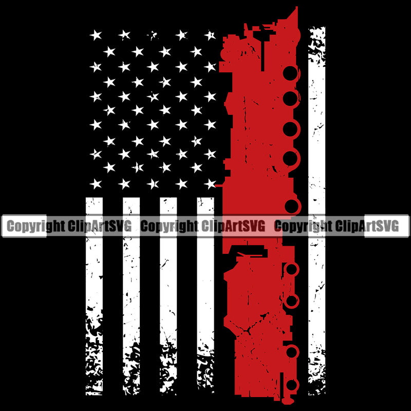 Train Transportation USA Flag Color Design Element Railway Travel Locomotive Railroad Transport Old Rail Steam Engine Travel Vector Clipart SVG
