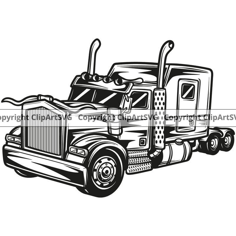 Transportation Truck Vector Design Big Rig 18 Wheeler Truck Driver Trucker Trucking Shipping Transport Cargo Haul Hauler Delivery Business Company Logo Clipart SVG