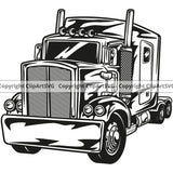 Transportation Truck Vector Design Element Trailer Big Rig 18 Wheeler Truck Driver Trucker Trucking Shipping Transport Cargo Hauler Delivery Clipart SVG