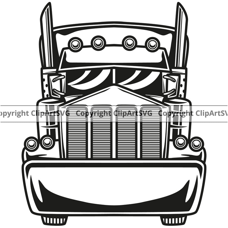 Transportation Truck Vector Design Element Semi Tractor Trailer Big Rig 18 Wheeler Truck Driver Trucker Trucking Shipping Transport Cargo Delivery Moving Business Company Logo Clipart SVG