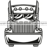 Transportation Truck Vector Design Element Semi Tractor Trailer Big Rig 18 Wheeler Truck Driver Trucker Trucking Shipping Transport Cargo Delivery Moving Business Company Logo Clipart SVG