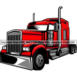 Transportation Truck Red Color Design Element Driver Trucker Trucking Shipping Transport Cargo Haul Hauler Delivery Transportation Commercial Vehicle Move Moving Clipart SVG