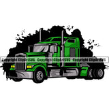 Transportation Truck Green Color Design Element  Semi Tractor Trailer Big Rig 18 Wheeler Truck Driver Trucker Trucking Shipping Transport Cargo  Haul Hauler Delivery Clipart SVG