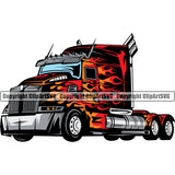 Transportation Truck Colorful Design Vehicle Move Moving Business Company Logo Trailer Big Rig 18 Wheeler Truck Driver Trucker Trucking Shipping Transport Cargo Clipart SVG